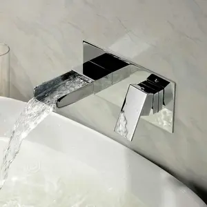 Casio Polished Chrome Wall-mounted Waterfall Basin Mixer Tap