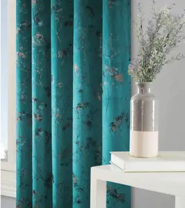 Home Curtains Lucia Thermal Interlined 90w x 90d" (229x229cm) Teal Eyelet Curtains (PAIR)