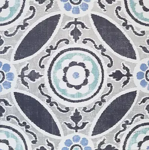 Floorpops Sienna 10pcs peel stick vinyl floor tiles Morrocan blue floral pattern