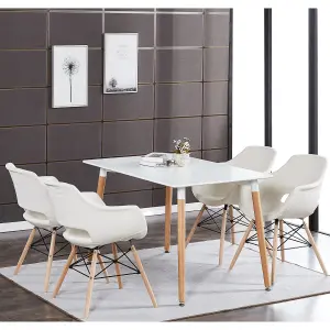 Single Olivia Fabric Dining Chair Upholstered Dining Room Chairs, Cream