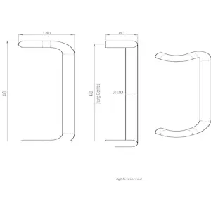 4x Cranked Pull Handle 480 x 30mm 450mm Fixing Centres Satin Stainless Steel