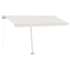 Berkfield Manual Retractable Awning with LED 400x300 cm Cream