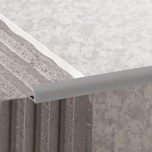 Diall Grey 9mm Round Polyvinyl chloride (PVC) External edge tile trim, (W)27mm