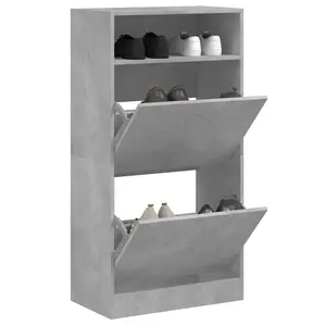 Shoe Cabinet Concrete Grey 60x34x116 cm Engineered Wood