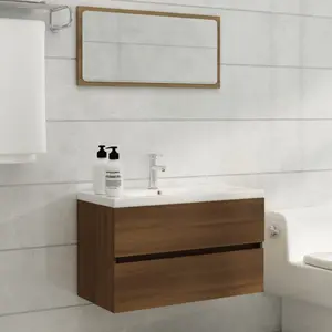 Audreigh 100mm Wall Hung Single Vanity Brown Oak