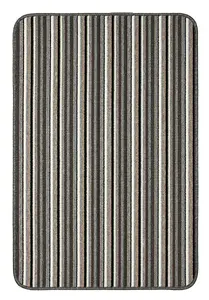 Silver Striped 8mm Thick Rectangle Mat For Living Room, Bathroom, Kitchen, Easy to Clean Striped Mat - 67cm X 240cm