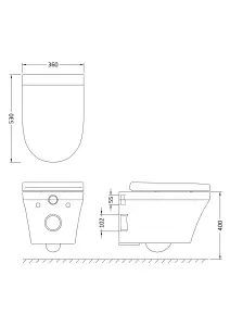 Mila Round Wall Hung Ceramic Toilet Pan & Soft Close & Seat, 400mm - Balterley