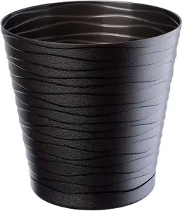 Plant Pot Flowerpot Wave Plastic Crystal Modern Decorative Black 19cm