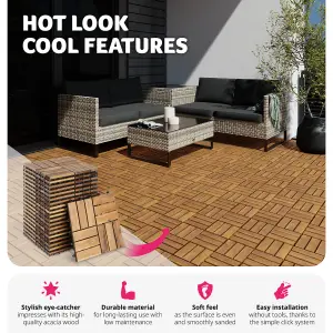 Outdoor Tiles Tabula - 20-piece set with click system, solid acacia wood  -  brown