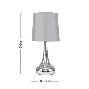 Chasse Metal Table Lamp (Set of 2) Silver Base / Grey Shade / Included