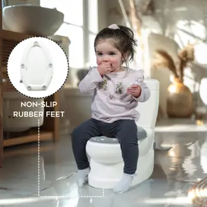 Kids Potty Training Toilet Seat with Flush Sound & Light Portable Easy Clean Removable Pot & Seat