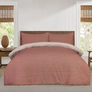 Smart Living Luxury Super Soft Reversible Pinstripe Duvet Cover with Pillowcase