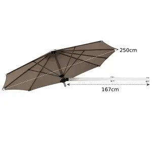 Costway Wall-Mounted Umbrella Water-proof Cantilever Parasols Tilting Sunshade Umbrella w/ Adjustable Pole