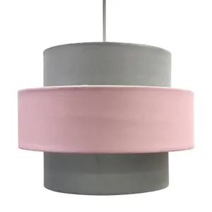 First Choice Lighting Pair of Pink and Grey Two Tier Light Shades