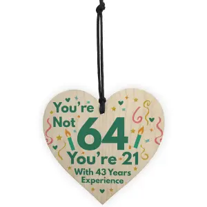 Red Ocean Funny Birthday Gifts Novelty 64th Birthday Gift Wooden Heart Sign Funny Birthday Card