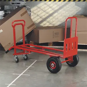 3-in-1 Pneumatic Wheel Sack Truck, Adapt Configurations In Seconds, Pneumatic Tyres, Tubular Steel Framework, 250kg Capacity