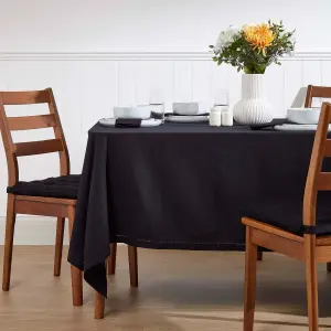 Homescapes Black Cotton Tablecloth 137 x 178 cm