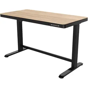 Ergonomic Electric Sit-Stand Desk with USB Ports and Storage Drawer - 1200 x 600mm Black and Oak Finish