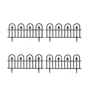 4x Black Scallop Border Edging Fence Interconnecting Flexible Plastic Fencing 60cm