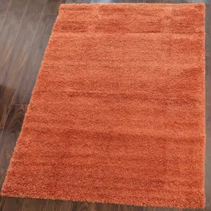 Orange Terracotta Thick Soft Shaggy Runner Rug 60x240cm