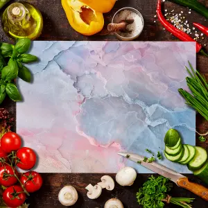 Textured Glass Chopping Board Pastel Marble Print - Medium