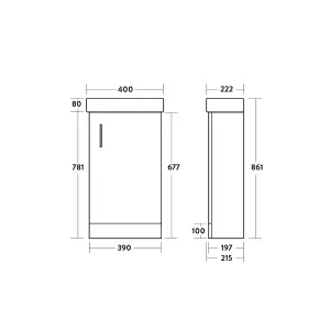 Floor Standing Vanity Unit & Basin Sink Bathroom Cloakrooom Compact 400mm White Inc. Tap & Waste