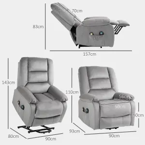 HOMCOM Riser and Recliner Chair Lift Chair with Vibration Massage, Heat, Grey