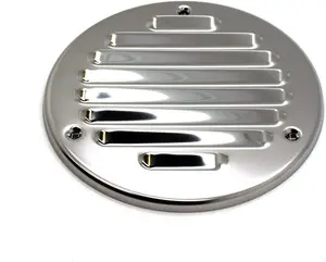 Chrome Louvred Wall Vent Grille with Flyscreen, Fits 150 mm / 6 in Ducts, Round Ventilation Grille with Flat Back