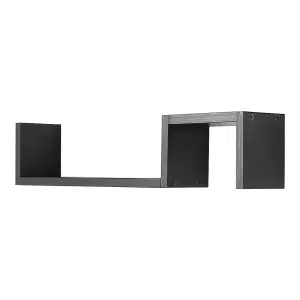 Set of 2 Black Wooden Wall Mounted Floating Shelves 58cm (W) x 10cm (D) x 12cm (H)