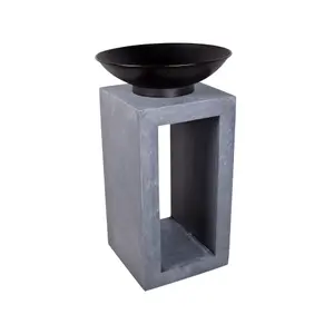 Fire Pit & Square Console Cement H68.5cm W39Cm