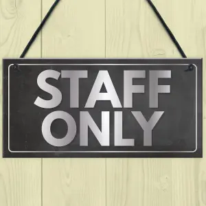 Red Ocean Staff Only Hanging Plaque Door Shop Wall Office Retail Restaurant Bathroom Toilet Sign