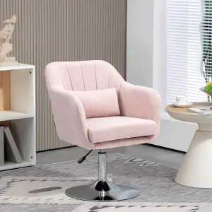 HOMCOM Stylish Retro Linen Swivel Tub Chair Steel Frame Cushion Seat Pink