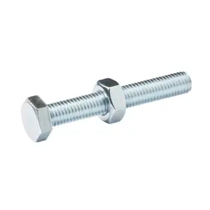 Diall M10 Hex Carbon steel Bolt & nut (L)70mm, Pack of 10