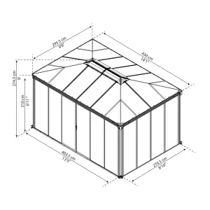 Palram - Canopia Ledro Grey Rectangular Gazebo, (W)4.3m (D)2.96m - Assembly required