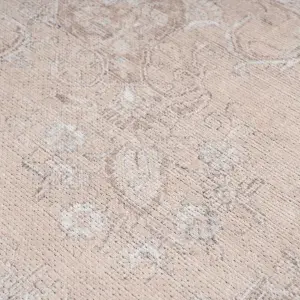 Distressed Natural Beige Persian Style Washable Non Slip Rug 120x170cm