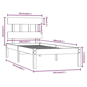 Berkfield Bed Frame White Solid Wood 100x200 cm