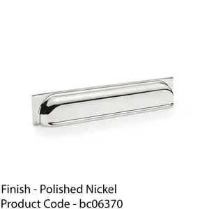 Backplate Cup Handle Polished Nickel 203mm Centre Solid Brass Shaker Drawer Pull