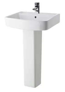 Square 1 Tap Hole Basin & Full Pedestal - 520mm