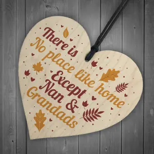 Red Ocean Nan and Grandad Christmas Birthday Gifts Hanging Wooden Heart Sign Xmas Home Keepsake