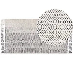 Wool Area Rug 80 x 150 cm White and Grey OMERLI