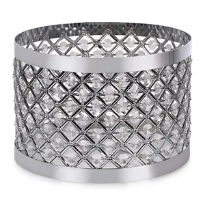 ValueLights Hadley Silver Easy Fit Metal Cut Out Acrylic Jewel Drum Ceiling Light Shade