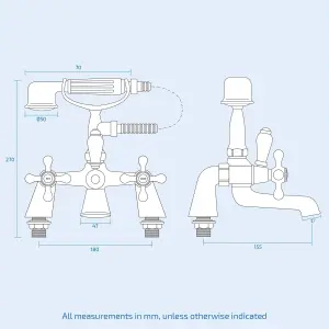 Sterling Traditional Bathroom Bath Shower Mixer Tap Set Chrome Hand Held Shower