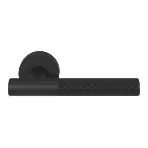 GoodHome Irus Jet Black Round Latch Door handle (L)150mm, Pair