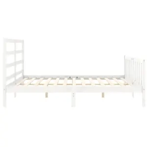 Berkfield Bed Frame with Headboard White 200x200 cm Solid Wood