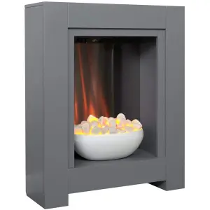 Adam Monet Fireplace Suite in Grey with Electric Fire, 23 Inch