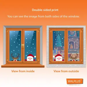 Walplus Santa And Rudolph In Candyland Window Cling