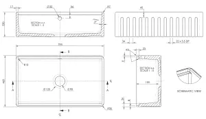 Fireclay 1 Bowl Kitchen Sink with Ledge, Overflow, Work Station & Grid 795mm