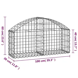 Berkfield Arched Gabion Basket 100x30x40/60 cm Galvanised Iron