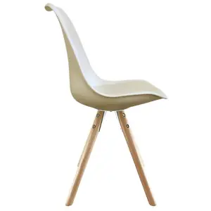 Soho Vanilla Plastic Dining Chair with Pyramid Light Wood Legs