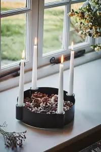 Centrepiece Candle Holder - Mild Steel - L25 x W25 x H7 cm - Black